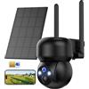 TOAIOHO 4G LTE Telecamera Solare con SIM Esterno: 2K Telecamere Esterni Senza Fili con Pannello Solare 360° PTZ Videocamera Sorveglianza Esterno Batterie con Visione Notturna Colori,Détection Mouvement,IP66