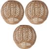 Angoily 3 paralumi in tessuto retrò rattan, cesto a sospensione, per sala da pranzo, soggiorno, 14 x 15 x 15 cm (diametro del foro centrale: 4 cm)