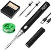 GOMETY Saldatore senza fili, set di 3 modalità, set di saldatori a batteria USB, 300 ℃-450 ℃, temperatura regolabile, saldatore con 2 punte di ricambio per saldatore e filo per saldatura per lavori elettrici