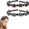 SSyang 2 Pezzi Cerchietto A Forcina Per Capelli Cerchietti Per Capelli Con Mollette, Cerchietto A Forcina Con Mollette, Per Capelli Con Doppia Frangia Clip(Champagne Color+Dark Purple,Fiocco di Neve)