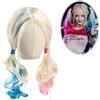TIVUNORON Parrucche Blu Rosa, Parrucca Harley Quinn Ragazza, Rosa Blu Bionda Lunga Riccia Parrucca, Cosplay Parrucche, Perfetto da Donna per Mascherata Festa di Carnevale, Con Retina per Capelli