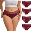 Avondii Pantaloni da donna in pizzo, oversize, sexy, in pizzo, da donna, taglie forti, biancheria intima, Multicolore, confezione da 5, XXXL