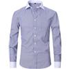 Generisch Uomo Primavera e Francese Camicia Uomo Business Dress Manica Lunga Tinta unita Strisce Inch Abito Twill Camicia Uomo Luminoso Nero Bottoni, Blu scuro, 6XL