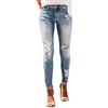 Generisch Jeans da donna, slim fit, elasticizzati, in denim, a gamba stretta, casual, a vita alta, con bottoni, jeans da donna, al ginocchio, strappati, jeans a tubo, pantaloni sottili, eleganti con tasche, Blu