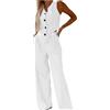Coo2Sot Tailleur Donna Cerimonia Completo Blazer, Gilet Senza Manica con Bottoni Tasche, Top, Pantaloni a Gamba Larga Estivo Ufficio e Lavoro Tuta Due Pezzi Set (White, S)