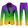 Generic Completo da da Uomo Viola e Oro con Stampa e Pantaloni in Due Pezzi Giacche Eleganti