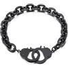 COOLSTEELANDBEYOND Squisiti Acciaio Inossidabile Uomo Donna Manette Collegamento Chain Braccialetto Bracciale, Lucido, Nero Colore