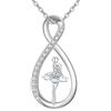 KQF Collana da ballerina da donna, in argento Sterling, per balletto, idea regalo per donna, Argento sterling, Zirconia cubica
