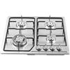 Kanbihao Piano cottura a gas 4 bruciatori da incasso per gas naturale e gas propano, superficie in acciaio inox e griglia in ghisa, 58 x 52 cm