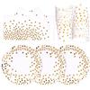 PYAILI Oro Bianco Stoviglie Feste 72 Pezzi Verde Erba Festa della Addobbi Ragazza Compleanno Dambini Articoli Feste Set Include Piatto Usa e Getta Carta Party Tazze Tovaglioli-24 Ospiti