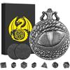Keller & Weber Set di Dadi Mini DND, Steampunk Occhi di Drago Custodia per Orologio da Tasca, 7 pezzi in Metallo Poliedrico Set di Dadi D&D, Regali di D&D con Regalo, Accessori per Giochi di Ruolo, Argento Scuro