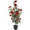 Flair Flower Cespuglio di rose artificiali in vaso, rose artificiali, fiori artificiali, piante artificiali, piante decorative, piante artificiali, piante decorative, piante in seta, piante decorative, colore