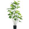 DRW Pianta artificiale schefflera in PU in verde 20x20x125 cm
