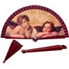 DRW Ventaglio in Legno Decorato con i cherubini di Rafael, tonalità Marrone, Medidas: 42 cm