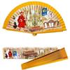 DRW Ventaglio Legno Decorato con Camino de Giacomo Giallo, Medidas: 42 cm