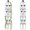 Relaxdays Supporti ad Obelisco per Rampicanti, Set da 2, HxD: 103 x 20 cm, Graticolati per Piante e Rose, Ferro, Nero