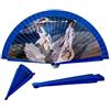 DRW Ventaglio Legno Decorato con Opera Signore sulla Spiaggia tonalità Blu, Medidas: 42 cm