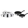 WMF Gourmet Plus Batteria Pentole 5 Pezzi, Acciaio Inox Opaco & Devil, Set Di 2 Padelle, Ø 24 28 Cm Permadur, Rivestimento Antiaderente, Manico In Plastica Con Parafiamma