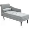 HOMCOM Chaise Longue con Rivestimento Trapuntato Effetto Velluto Grigio, in Legno Massello e Spugna, 146x61x82.5 cm | Aosom Italy