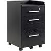 HOMCOM Cassettiera Portadocumenti in Legno a 3 Cassetti con Chiavi di Sicurezza e 5 Ruote, 39.2x40x65.4 cm, Nero | Aosom Italy