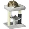 PawHut Albero Tiragraffi con Lettino, Piattaforma, Spazzola e Palo in Sisal, 40x40x48 cm, Grigio | Aosom Italy