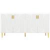 FC Credenza cucina design unico a onde con 4 ante e 2 cassetti, maniglie e piedi dorati, in MDF e carico fino a 60 kg, 152×40×75 cm, Bianco| Aosom Italy