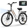 URLIFE Bici Elettrica Per Adulti Da 26, Bicicletta Elettrica con display LCD, 7 Velocità Batteria Rimovibile 36V 13Ah Autonomia di 80 km, E-bike Per Pendolari Urbani Bianco