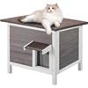 VEVOR Cuccia per Gatti da Esterno, 610x508x535 mm, Cuccia per Gatti in Legno, Resistente alle Intemperie, Isolamento in Schiuma, Tetto Aperto, Porta a Ribalta, Cuccia per Gatti Animali, Grigio