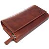 ROYALZ portafoglio vera pelle donna portamoneta grande capiente porta carte credito 18 scomparti bloccaggio protezione RFID etui lungo, Colore:Roma Cognac Marrone