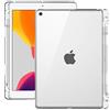 QYiiD Custodia trasparente per iPad 10.2 7a/8a/9a generazione 2021/2020/2019 con portapenne, assorbimento degli urti, cover trasparente e flessibile in silicone TPU, trasparente