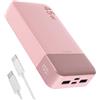 JUOVI Power Bank Portatile J2621, Batteria da 20000 mAh, Ricarica Rapida da 45 W, Compatibile con Switch, MacBook, Tablet, Dell, HP, Notebook, Samsung, iPhone 16 15 14 13, Steam Deck (Rosa)
