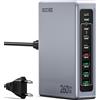 sccvee Caricatore USB C Multiplo, Stazione di Ricarica a 8 Porte 260W GaN Caricatore Rapido PPS QC3.0+PD 100W Laptop Caricabatterie, Compatibile con MacBook Pro/Air/ThinkPad/iPhone 15/16/Galaxy 23