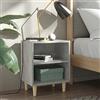 PIXZSSI Comodino per camera da letto con gambe in legno massiccio, 40 x 30 x 50 cm, comodino scandinavo, pratico spazio per telefono, studio, grigio cemento