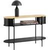 SoBuy Consolle Ingresso Tavolo Consolle Salvaspazio in Legno Chiaro e Metallo Nero, Mobile Ingresso Moderno con Ripiani, Stile Industriale per Corridoio, Soggiorno o Ufficio 110×39×76 cm FSB102-SCH