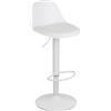 Baroni Home Sgabello Girevole con Schienale e Cuscino, Altezza Regolabile e Poggiapiedi, Fondo Antigraffio, Ideale per Sala da Pranzo, Ristorante, Bianco, 1 Pezzo, 40x40x80-104 cm