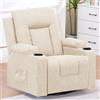 COMHOMA Poltrona Relax in Tessuto con Funzione Reclinabile, Poltrona TV Elettrica Regolabile, Poltrona Massaggiante, Poltrona Reclinabile, Riscaldamento a Vibrazione, 2 Tasche Laterali, Beige