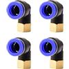 ANGEEK set da 4 pezzi, 12 mm - 1/4, raccordi pneumatici a gomito a 90° con filettatura interna PT, adatti per il collegamento rapido di tubi flessibili, accessori compressori d'aria