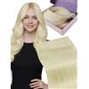 Fshine Tessiture Capelli Veri Biondo Bianco Extension Weft Capelli Umani Veri 55 cm 50 g Extension Matassa Capelli Veri Ultra Sottile Colore 1000