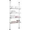 Hershii Scaffale portaoggetti a 2 livelli sopra il WC Scaffale portabiancheria Doppi poli di tensione sopra l'unità organizer per lavatrice, altezza e larghezza regolabili - Nero (4-Tier)