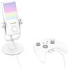 TONOR Microfono Gaming compatibile con Xbox, Microfono a Condensatore RGB per Streaming con Durata Della Batteria di 30 Ore, One-touch Mute, Compatibile con Xbox, Bianco,200cm, TCX3