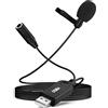 MillSO Microfono lavalier USB con jack da 3,5 mm per il monitoraggio. Mini microfono USB omnidirezionale a clip compatibile con laptop, PC, podcast, Skype e canto