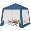 WOLTU Gazebo 3x3 Pieghevole Impermeabile, Pergolato da Giardino, Gazebo da Esterni, con Pareti Laterali a Zanzariera, per Campeggio, Feste, Blu