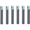 Homey - Set di 6 gambe quadrate con morsetto per rete da 30 x 30 mm, altezza 27 cm, grigio