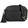Evve Borsa a tracolla trapuntata da donna, elegante borsa per fotocamera con nappa, leggera e di medie dimensioni, bianco, Taglia unica