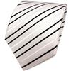 TigerTie Designer Di Seta Cravatta A Righe Bianco Crema Nero - Cravatta di seta