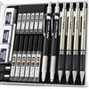 Nicpro 6 portamine, matite meccaniche art, 4 matite da disegno in metallo da 0,3 0,5 0,7 e 0,9 mm, 2 matita meccanica da 2 mm (2B HB 2H) per schizzi e disegno, 12 ricariche di mine a tubetto