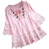 Generic Camicia da Donna in Cotone Lino, Blusa Lino Donna, T Shirt Lino Camicia con Bottoni Donna Estiva Cotone E Lino Elegante, Blusa Top Camicie Comoda E Traspirante Classico Maglietta