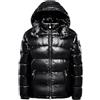Earnmore Piumino da uomo Cappuccio Caldo Lucido Autunno Giacca Uomo Nero Lucido Imbottito Primavera Soffici Cappotto Rosso Maschio Inver, Nero 1, 3XL