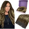 Fshine Extension Capelli Filo Invisibile Capelli Veri 30CM 70g Lisci Extension Balayage Colore 4 Castano Cioccolato con 27 Biondo Fragola e 4 Marrone Cioccolato Capelli Extension Remy Lisci Capelli