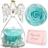 Yamonic Festa della Mamma Idee Regalo,Rosa Eterna Regalo Donna, Rosa Stabilizzata con Angelo di Vetro Regali Mamma Compleanno, Angeli Custodi Regali Nonna, Fiori Eterni con Statuette Angeli Natale